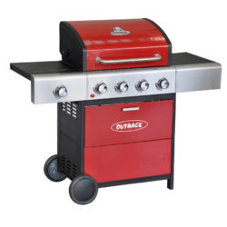 Outback Meteor 4-Burner Gas Barbecue – Red